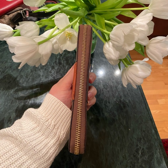 Coach Signature C Brown & Tan Leather Wallet - Picture 3 of 9